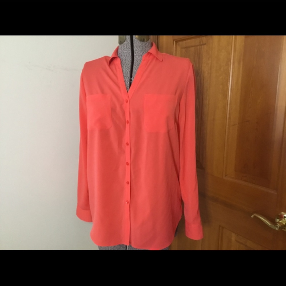 Talbots orange blouse Nantucket, Large P, button down